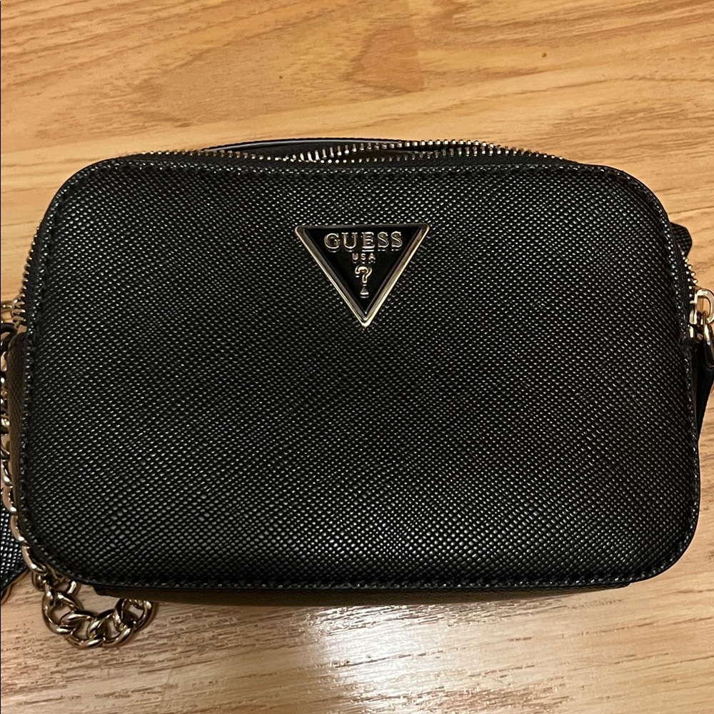 Guess Black Crossbody Bag with Silver Chain